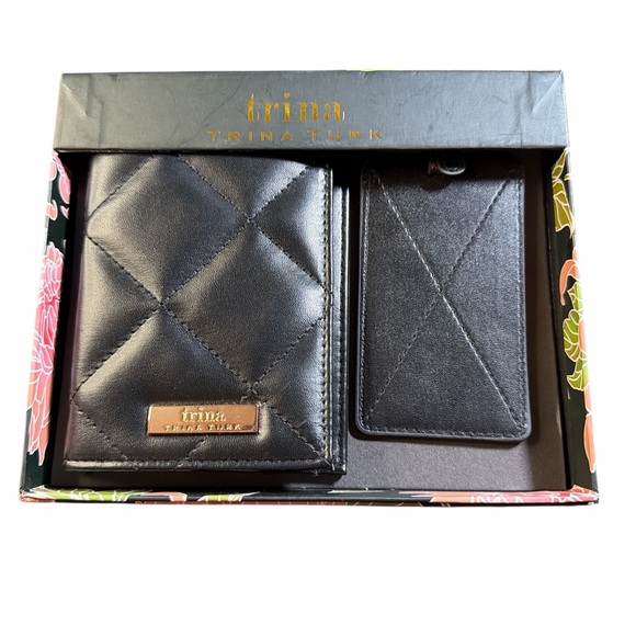 Trina Turk Other - Trina Turk Elegant Black Quilted Card Holder Set